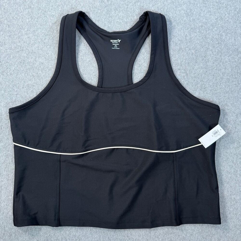 Old Navy Powersoft Racerback Cropped Shell Tank Top Women's XXL Black New